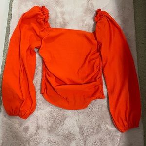 Orange Runched Blouse